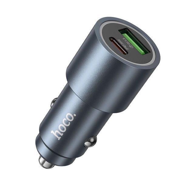 АЗП Hoco Z60 48W dual-port PD30W+QC3.0 (1USB/1Type-C) (Сірий) 00000007877 фото
