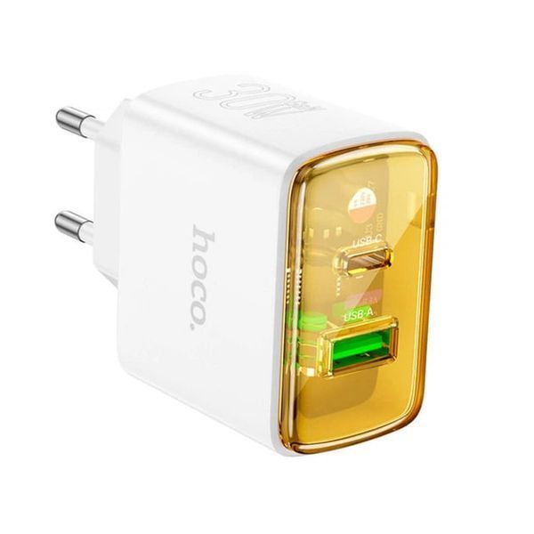 МЗП Hoco CS42A (1Type-C/PD30W+1USB/QC3.0) (білий) 00000007990 фото
