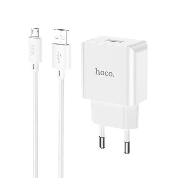 МЗП Hoco C106A (1USB/2.1A) + USB - MicroUSB (білий) 00000007931 фото