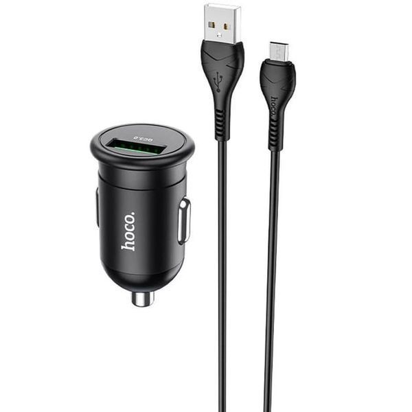 АЗП Hoco Z43 QC3.0 (1USB/18W) + USB - MicroUSB (Чорний) 00000007866 фото