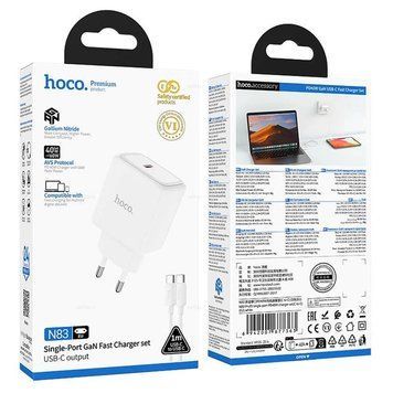 МЗП Hoco N83 (1Type-C/PD40W) + Type-C - Type-C (білий) 00000008041 фото