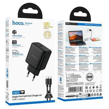 МЗП Hoco N83 (1Type-C/PD40W) + Type-C - Type-C (чорний) 00000008042 фото