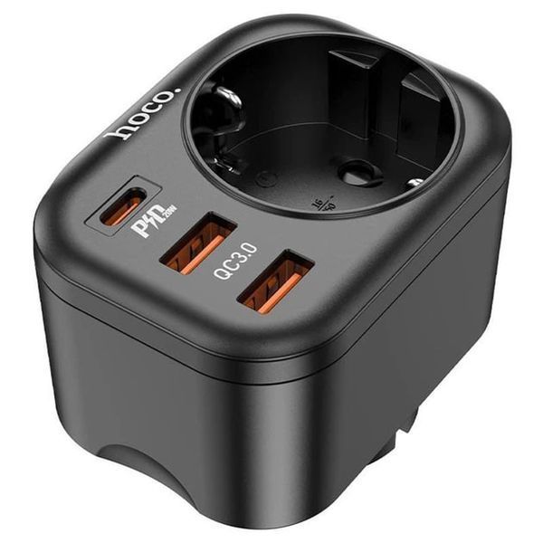 МЗП Hoco NS3 PD20W+ QC3.0 (2USB/1Type-C/1xSocket) (чорний) 00000008043 фото