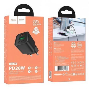 МЗП Hoco N65 (1Type-C/PD20W+1USB/QC3.0) (чорний) 00000008023 фото