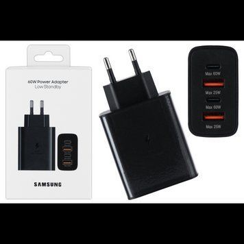 МЗП ORIGINAL SAMSUNG TA6040 60W (2USB-А/2USB-С) + LOGO (в упаковці) (Чорний) 00000008096 фото
