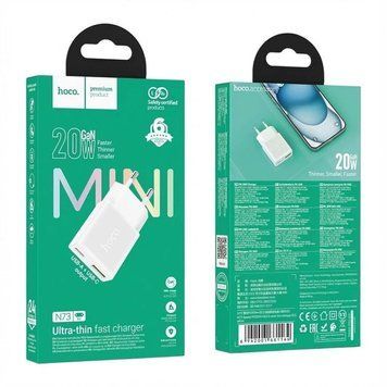 МЗП Hoco N73 (1Type-C/PD20W+1USB/QC3.0) (білий) 00000008032 фото