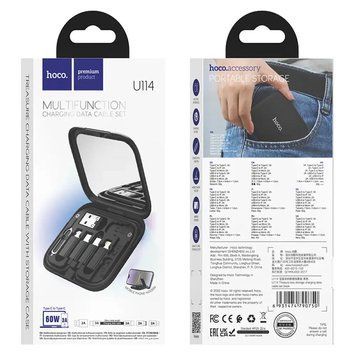 USB кабель Hoco U114 6в1 (3A/0.28m) (чорний) 00000007687 фото