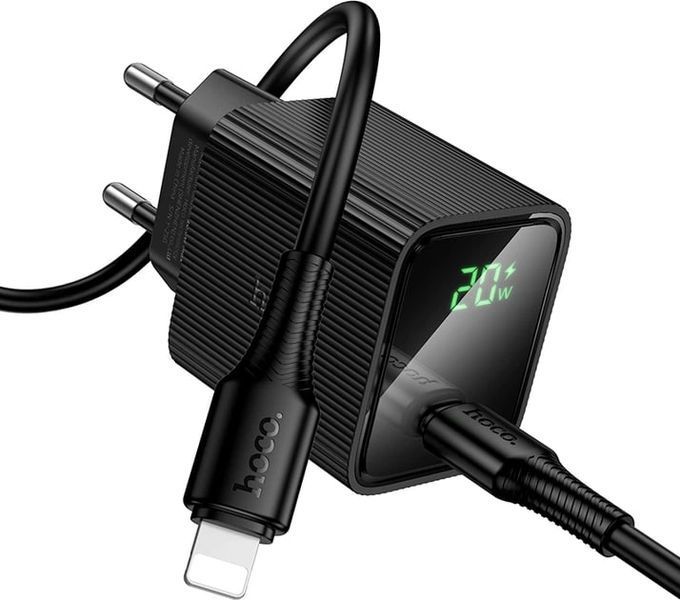 МЗП Hoco CS82A (1Type-C/PD20W) з дисплеєм + Type-C - Lightning (чорний) 00000007998 фото