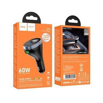 АЗП Hoco Z61A PD60W (2Type-C/1USB) та роз'єм прикурювача (Чорний) 00000007878 фото