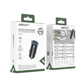 АЗП ACEFAST B16 PD + QC 3.0 (1 Type-C/1 USB/3A/95W) (Сірий) 00000007847 фото