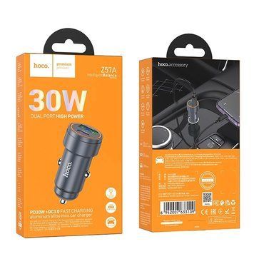АЗП Hoco Z57A PD30W+QC3.0 (1USB/1Type-C) (Сірий) 00000007875 фото