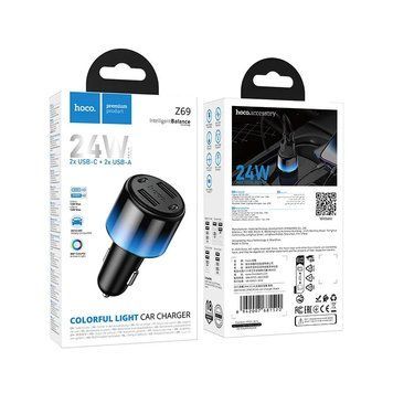 АЗП Hoco Z69 24W (2USB/2Type-C) (Чорний) 00000007885 фото