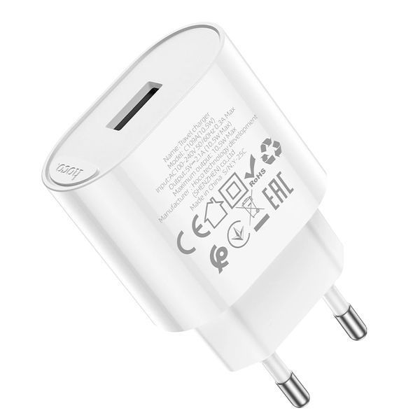 МЗП Hoco C109A (1USB/10.5W) (білий) 00000007932 фото
