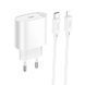 МЗП Hoco C109A (1Type-C/PD20W) + Type-C - Lightning (білий) 00000007934 фото 1