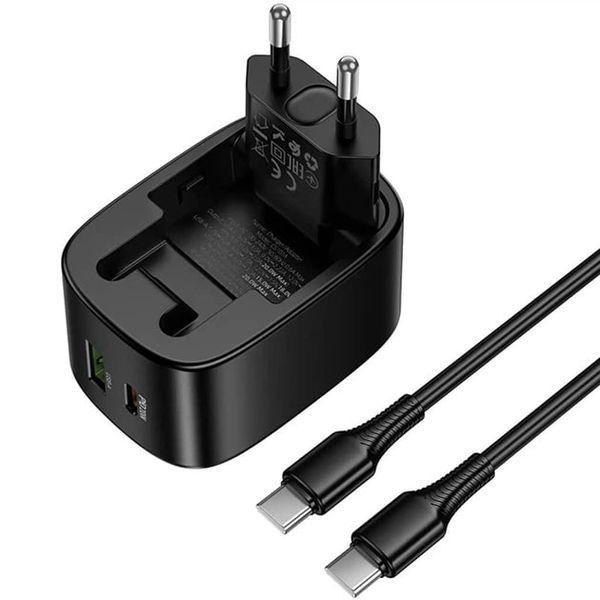 МЗП Hoco CS101A (1Type-C/PD20W+1USB/QC3.0) + Type-C - Type-C (чорний) 00000007967 фото