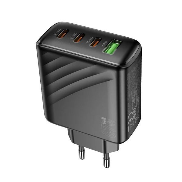 МЗП Hoco CS27A (3Type-C/PD67W+1USB/QC4.0) (чорний) 00000007987 фото