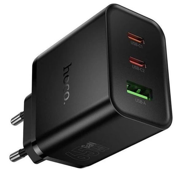 МЗП Hoco N75 (2Type-C/PD65W+1USB/QC3.0) (чорний) 00000008036 фото
