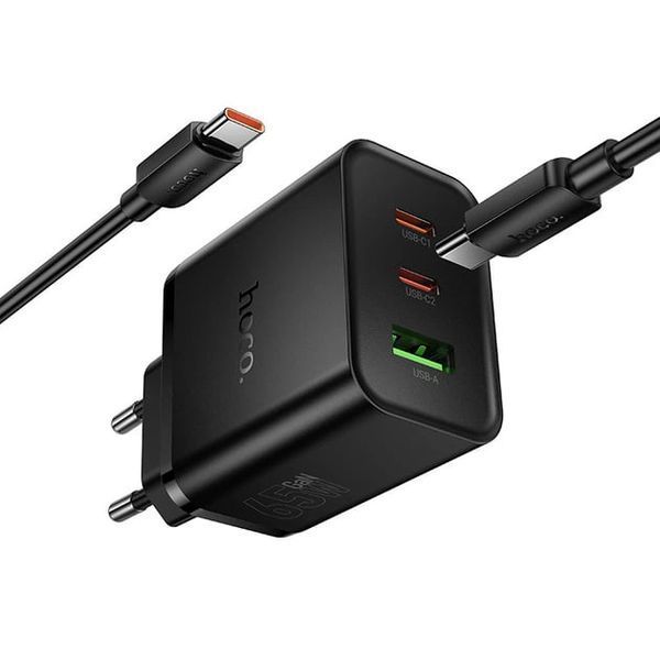 МЗП Hoco N75 (2Type-C/PD65W+1USB/QC3.0) + Type-C - Type-C (чорний) 00000008037 фото