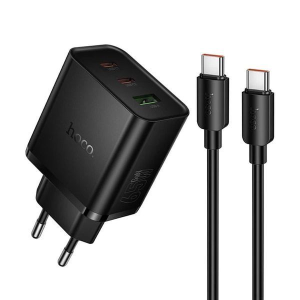 МЗП Hoco N75 (2Type-C/PD65W+1USB/QC3.0) + Type-C - Type-C (чорний) 00000008037 фото