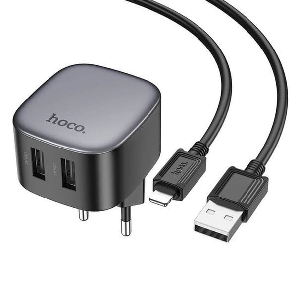МЗП Hoco CS31A (2 USB/2,1A) + USB - Lightning (чорний) 00000007988 фото