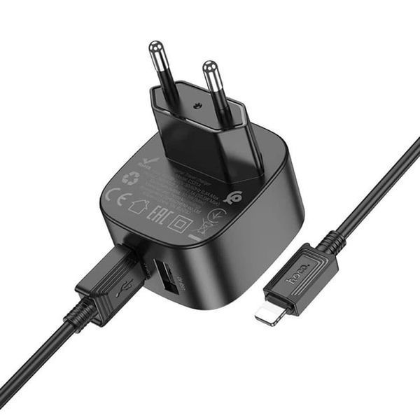 МЗП Hoco CS31A (2 USB/2,1A) + USB - Lightning (чорний) 00000007988 фото
