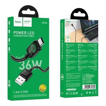 USB кабель Hoco U146 Type-C (1.2М) (чорний) 00000007692 фото
