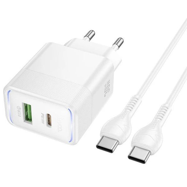МЗП Hoco CS112A (1Type-C/PD30W+1USB/QC3.0) + Type-C - Type-C (білий) 00000007972 фото