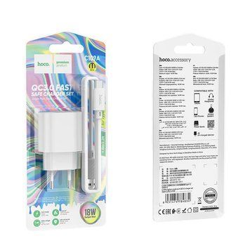 МЗП Hoco C109A QC3.0 (1 USB/3,0.A) + USB - Type-C (білий) 00000007939 фото
