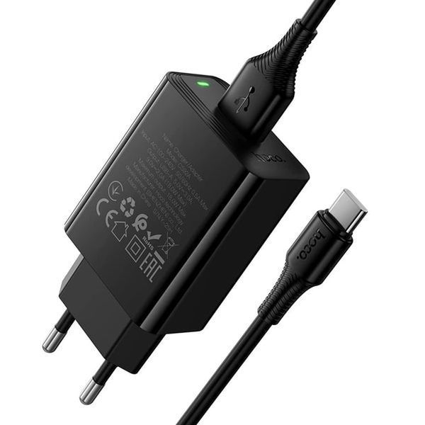 МЗП Hoco CS92A (1USB/QC3.0/18W) + USB - Type-C (чорний) 00000008005 фото