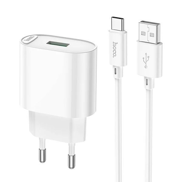 МЗП Hoco C109A QC3.0 (1 USB/3,0.A) + USB - Type-C (білий) 00000007939 фото
