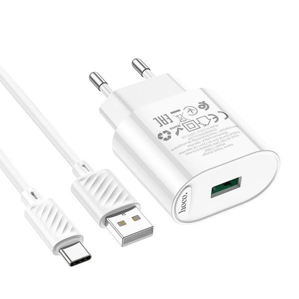 МЗП Hoco C109A QC3.0 (1 USB/3,0.A) + USB - Type-C (білий) 00000007939 фото