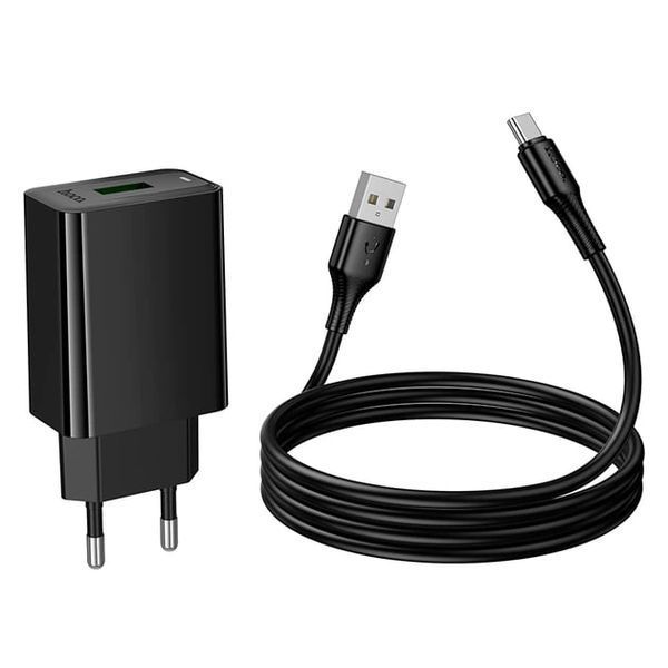 МЗП Hoco CS92A (1USB/QC3.0/18W) + USB - Type-C (чорний) 00000008005 фото