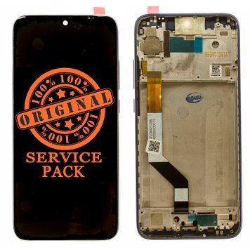 Дисплей Xiaomi Redmi Note 7/Note 7 Pro SERVICE PACK + синя рамка 00000003567 фото