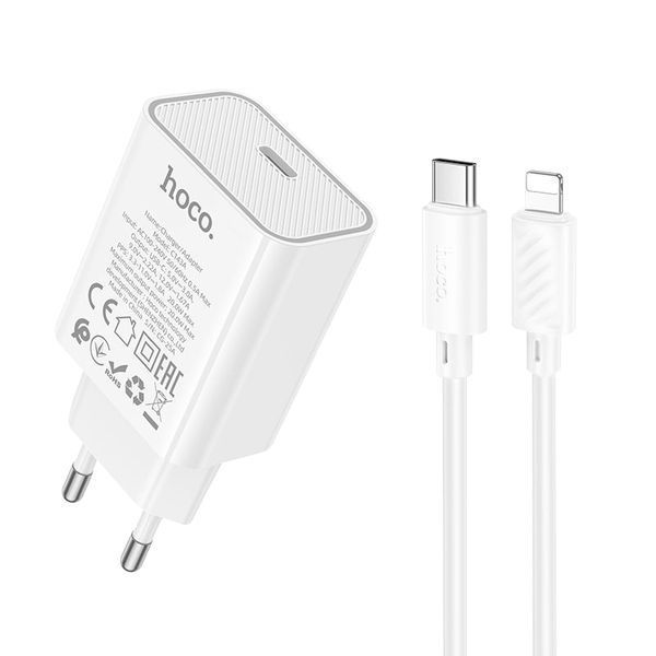 МЗП Hoco C143A PD20W + Type-C - Lightning (білий) 00000007949 фото